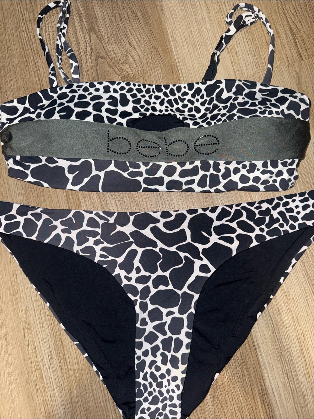 bebe Black & White Giraffe-Print Bikini